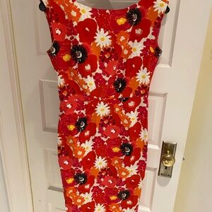 Floral Sleeveless Dress in Red and Orange